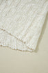Beige Notched V Neck Short Sleeve Sweater
